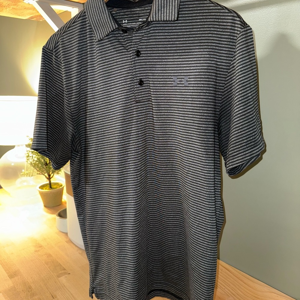 Under Armour Men's Black Striped Polo Shirt